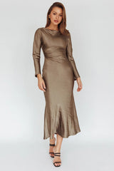 Loveland Cowl Back Midi Dress Olive