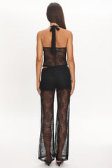 Sugarberry Lace Halter Top Black