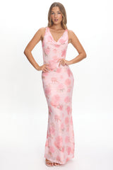 Callora Criss-Cross Back Maxi Dress Floral Pink