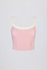 Soft Active Layered Tank Top in Powder Pink