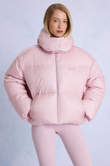 Waterproof Cropped Oversized Ski Jacket in Powder Pink