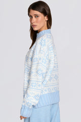 Jacquard-Knit Oversized Jumper in Powder Blue