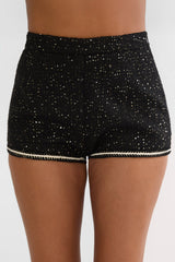 Kyomi Gold Button Tweed Shorts Black Gold