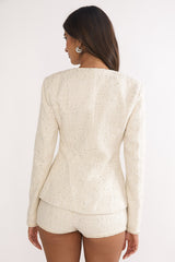 Kyomi Gold Button Tweed Jacket White Gold