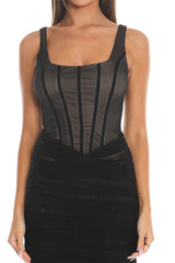 Sintra Mesh Corset Mini Dress Black