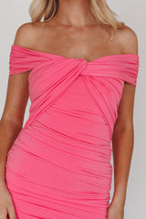 Maja Off-Shoulder Midi Dress Pink