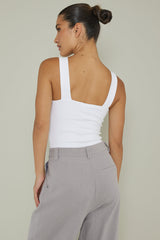 High Time Square Neckline Leotard White