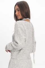 She's Good Button-Up Knit Top Grey