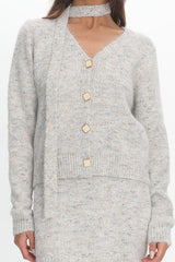 She's Good Button-Up Knit Top Grey