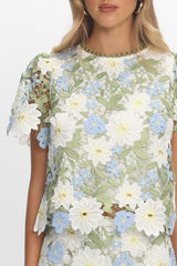 Heatwave Embroidered Top Floral Green