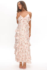 Cameela Ruffle Trim Maxi Dress Floral Blush