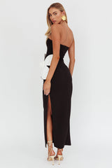 No Competition Oversized Flower Maxi Dress Black