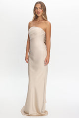 Iyeciz Strapless Maxi Dress Champagne