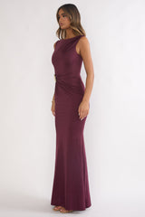 Isalyn Gathered Waist Maxi Dress Burgundy