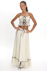 Maidens Tie Detail Overlock Maxi Skirt Cream
