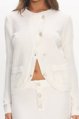 Autumn Breeze Curved Hem Knit Top Off White