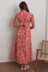 Called Out Gathered Bodice Maxi Dress Floral Red
