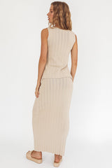 Kimora Ribbed Knit Maxi Skirt Sand