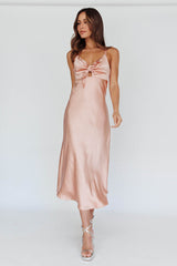 Perfect Day Satin Midi Dress Blush