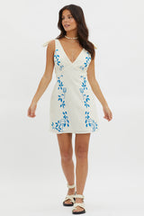 Mykonos Morning Tied Shoulder Mini Dress Beige