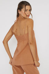 Freestyle Neck Tie Top Sand