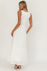 Smith Shirred Bodice Midi Dress White