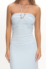 Letisha Textured Halter Maxi Dress Ocean