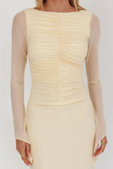 Luna Love Long Sleeve Mesh Maxi Dress Cream