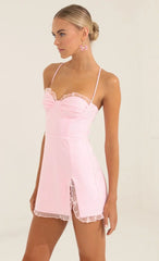 Corset Ruffle Dress in Pink