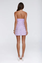 Soft Meadow Strapless Embroidered Mini Dress Lilac
