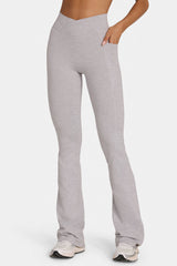 Soft Active V-Waist Flared Leggings in Grey Marl