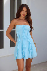 Imagine It Strapless Mini Dress Blue