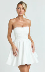 Bianca Mini Dress - Strapless Fit And Flare Dress in Ivory