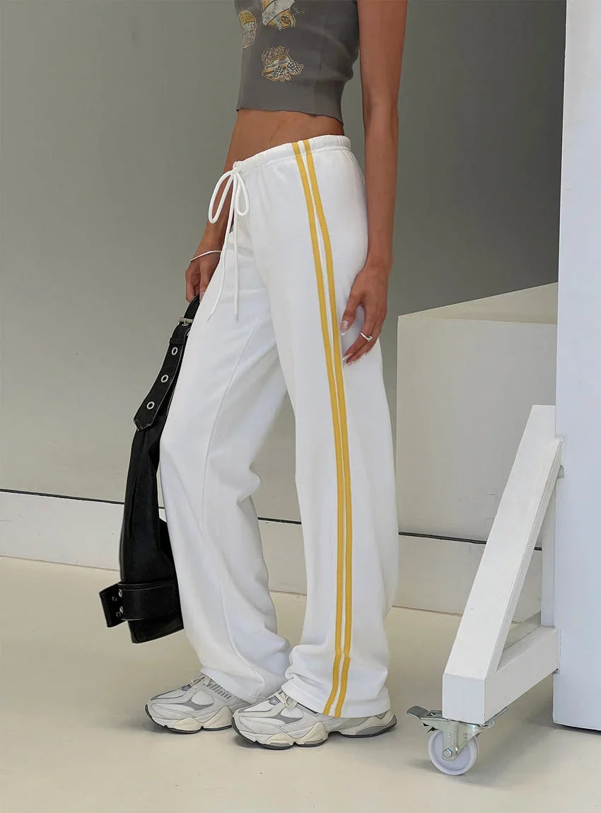 Elation Low Rise Straight Leg Track Pant White