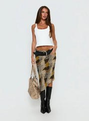 Suella Asymmetrical Midi Skirt Animal Multi
