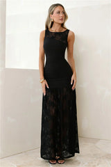 Moon Veil Lace Maxi Dress Black