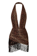 Halterneck Mini Dress in Leopard Print