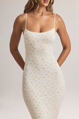 Modal Scoop-Neck Strappy Maxi Dress in Floral Print